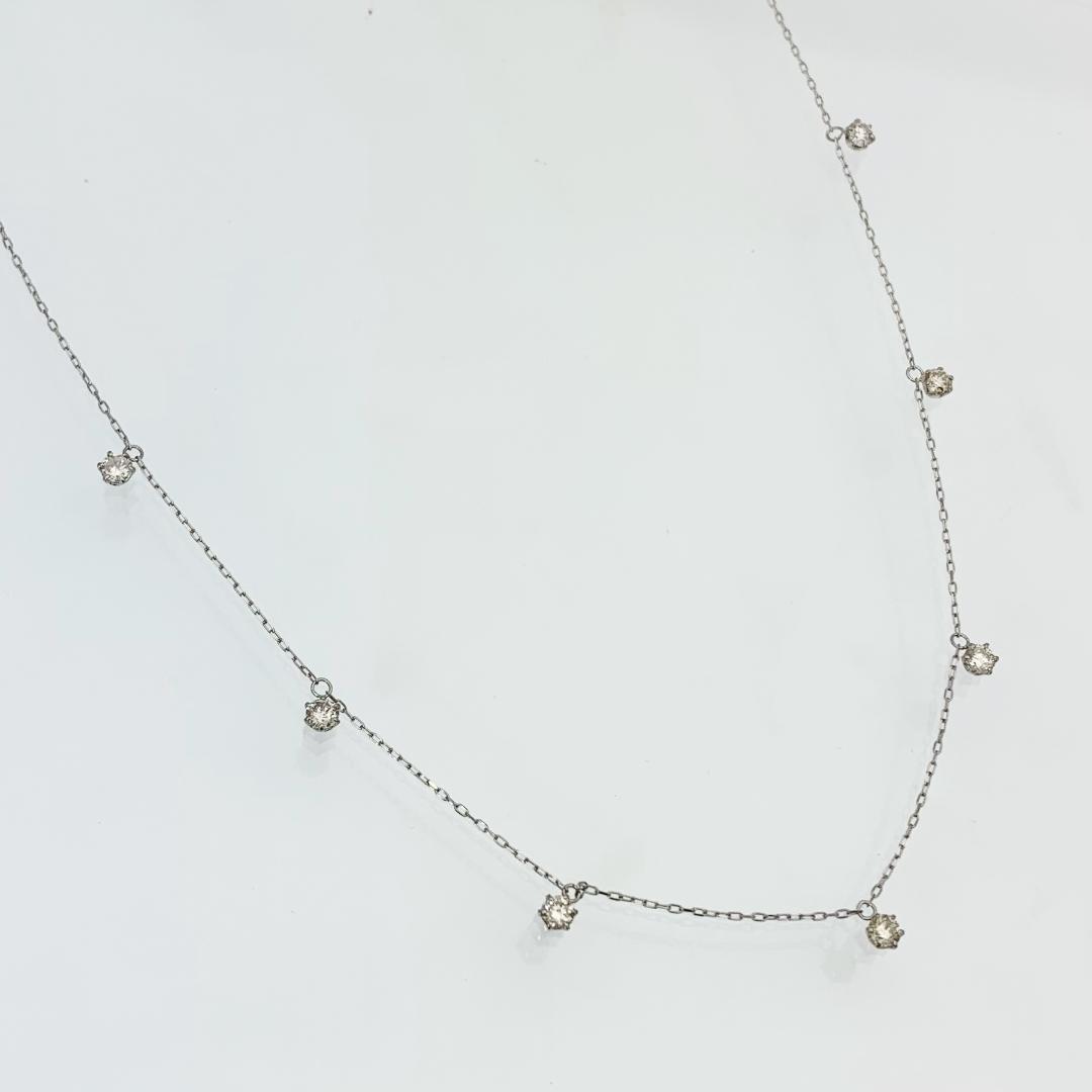 新品 ステーションネックレス ダイヤモンド 0.50ct プラチナ