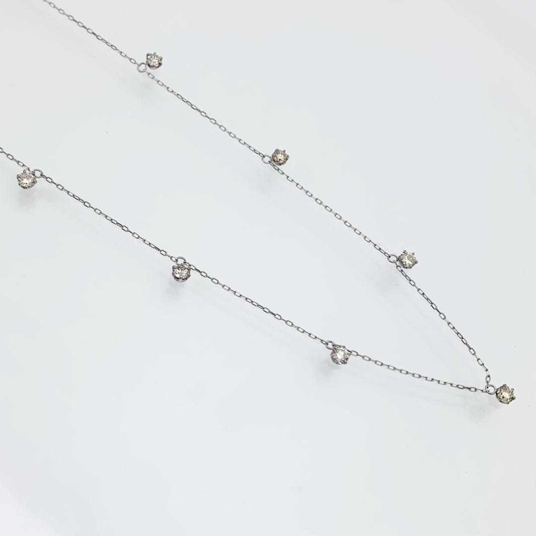 新品 ステーションネックレス ダイヤモンド 0.50ct プラチナ