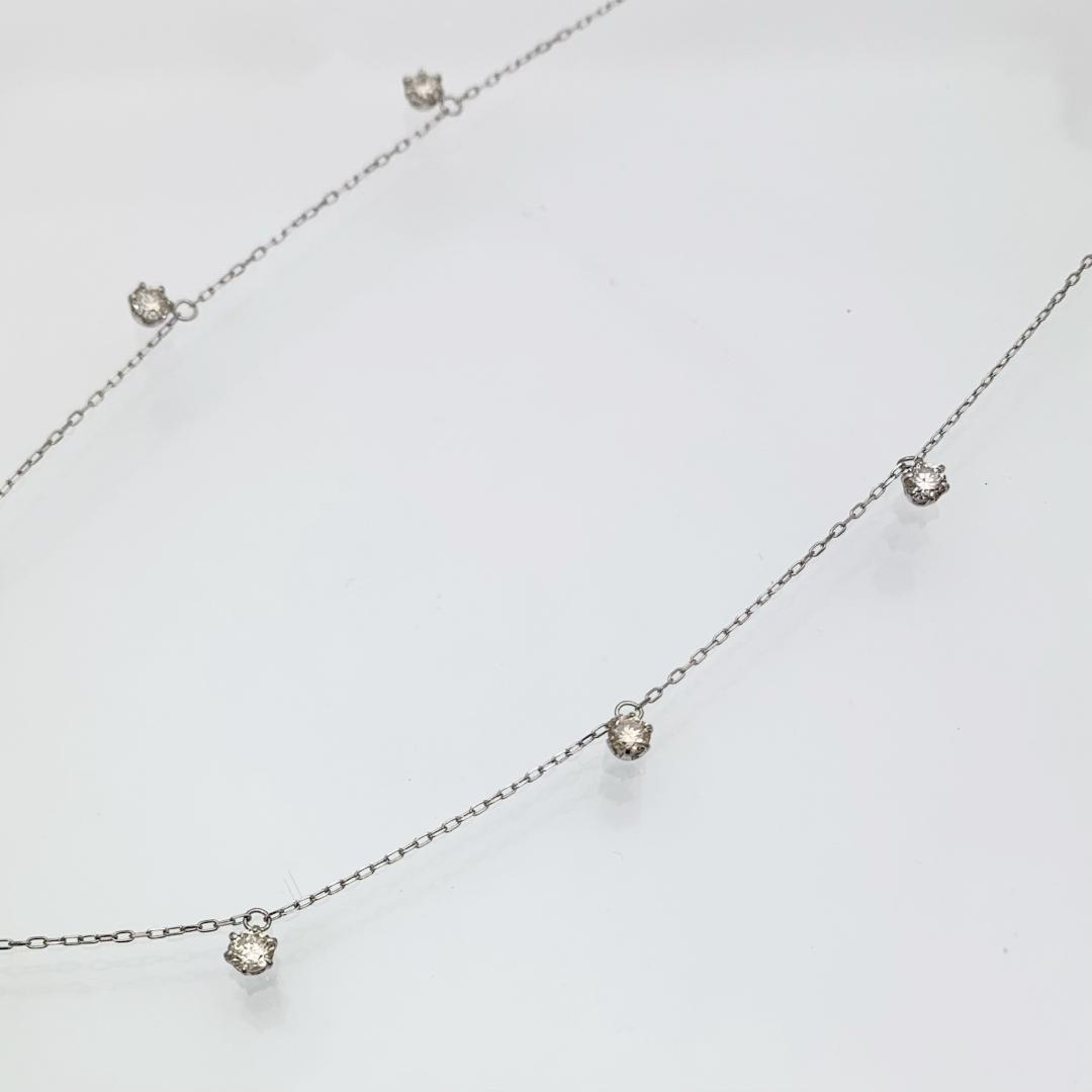 新品 ステーションネックレス ダイヤモンド 0.50ct プラチナ