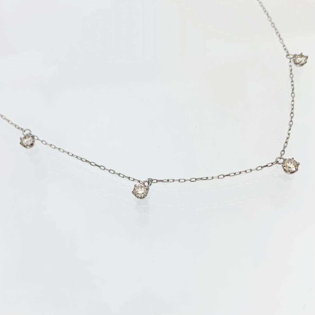 新品 ステーションネックレス ダイヤモンド 0.50ct プラチナ