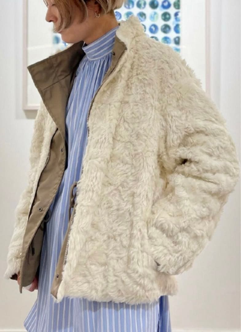 トゥモローランド　ポリエステルツイルリバーシブルショートモッズコート