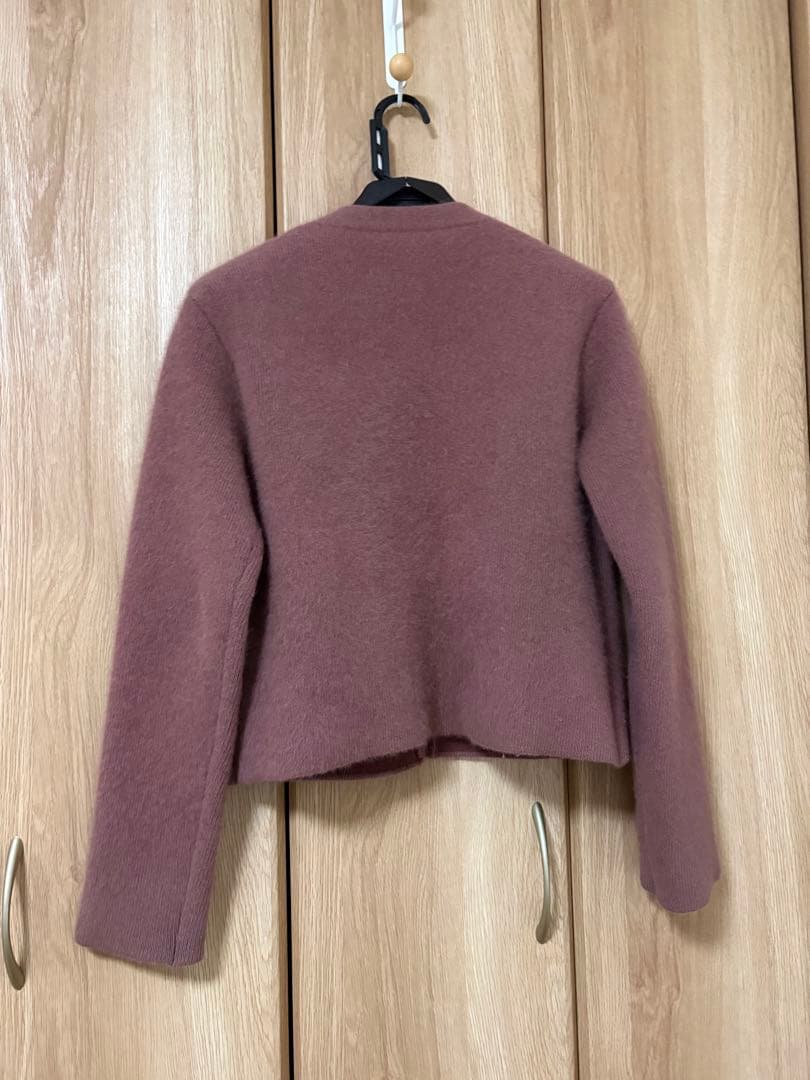 【美品】anuans ラクーンブレンドノーカラーニットジャケット