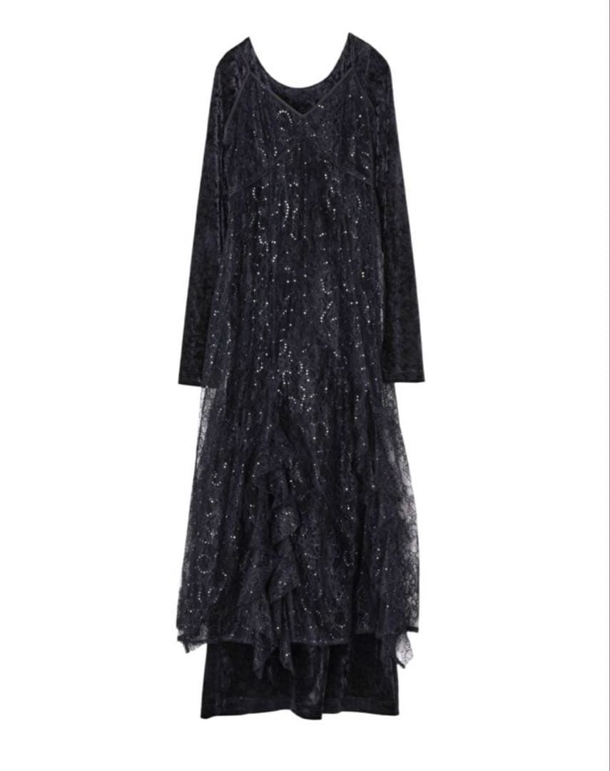 【R】ANDRESD　sparkle lace velour dress