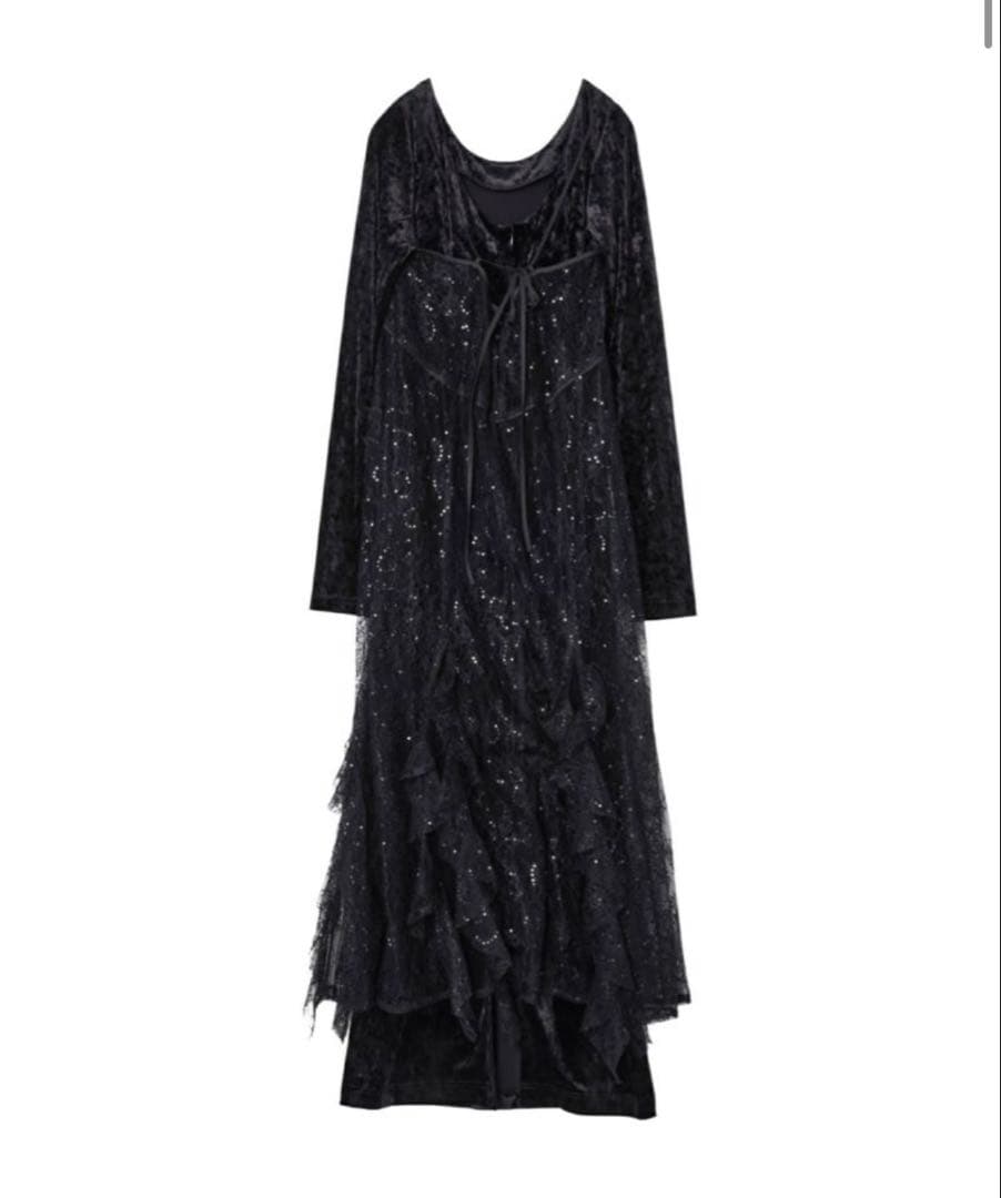 【R】ANDRESD　sparkle lace velour dress