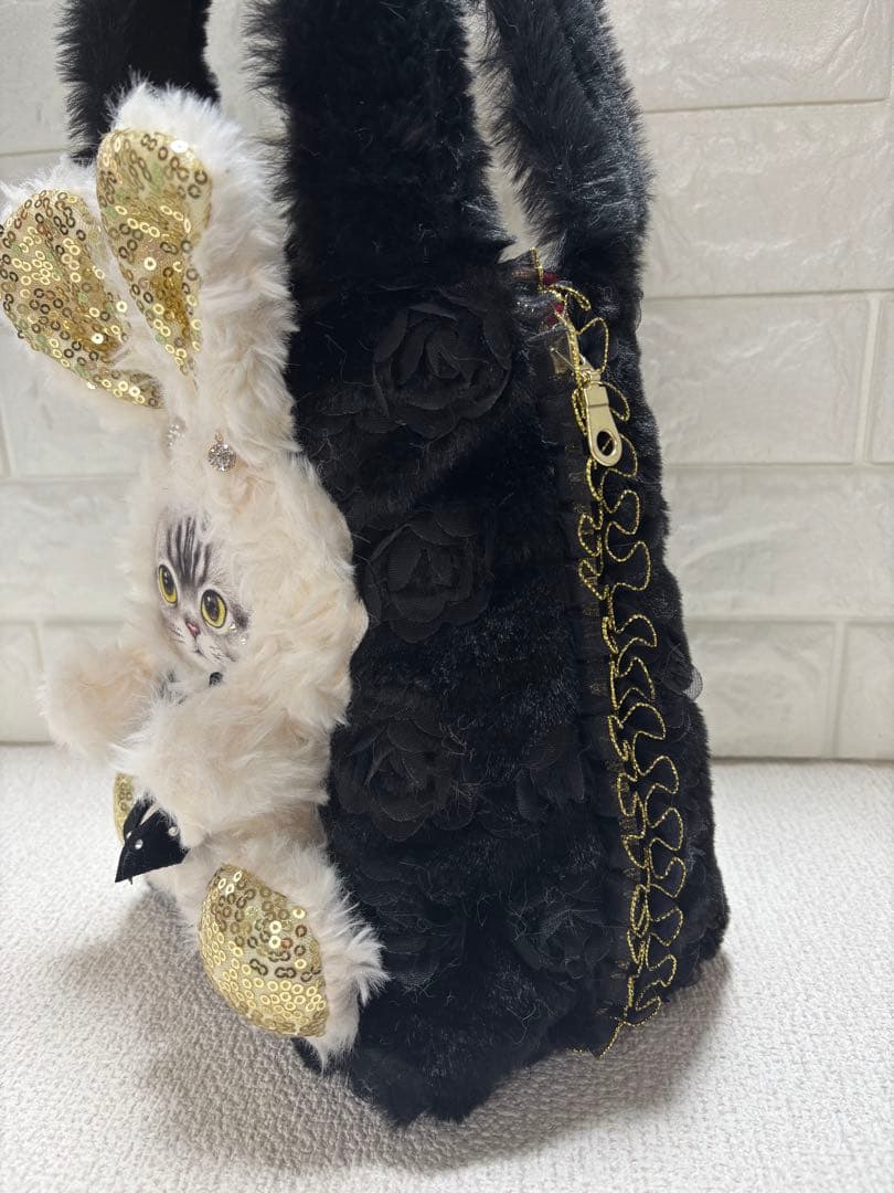 黒*こ様 コヤンイサムチョン　サイドファスナーバッグ　白うさぎちゃん　ヒョウ柄