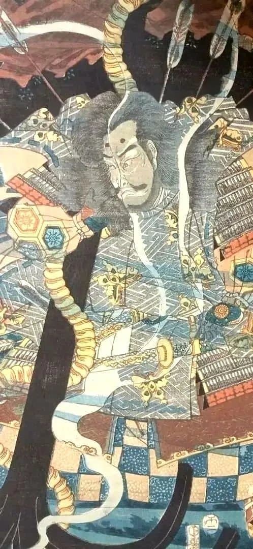 浮世絵版画、八島壇之浦海底之圖三枚綴り真ん中1枚売り。歌川芳艶画、安政5年出版