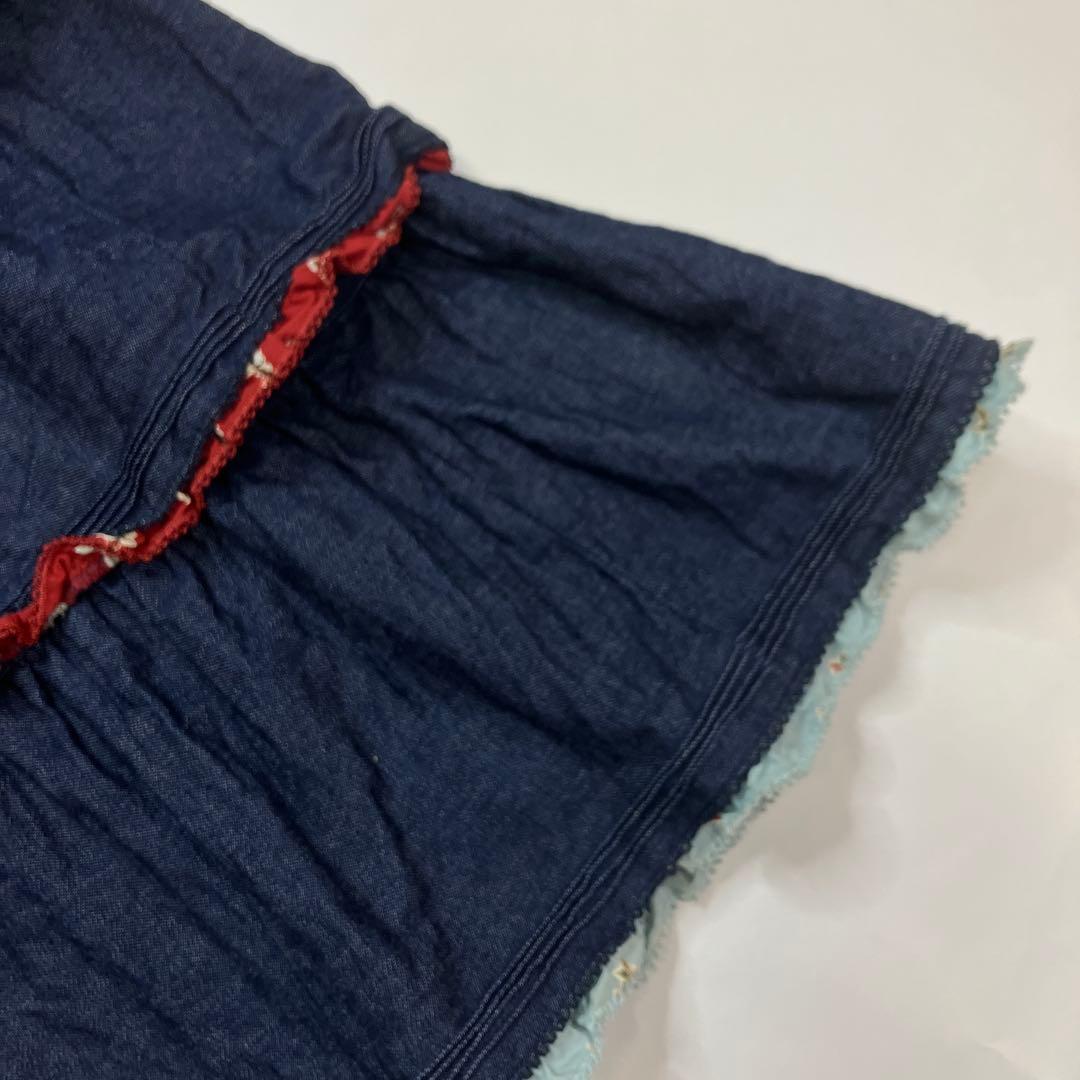 ワンダフルワールド ピコルリル使い 豪華デニム段々ワンピース