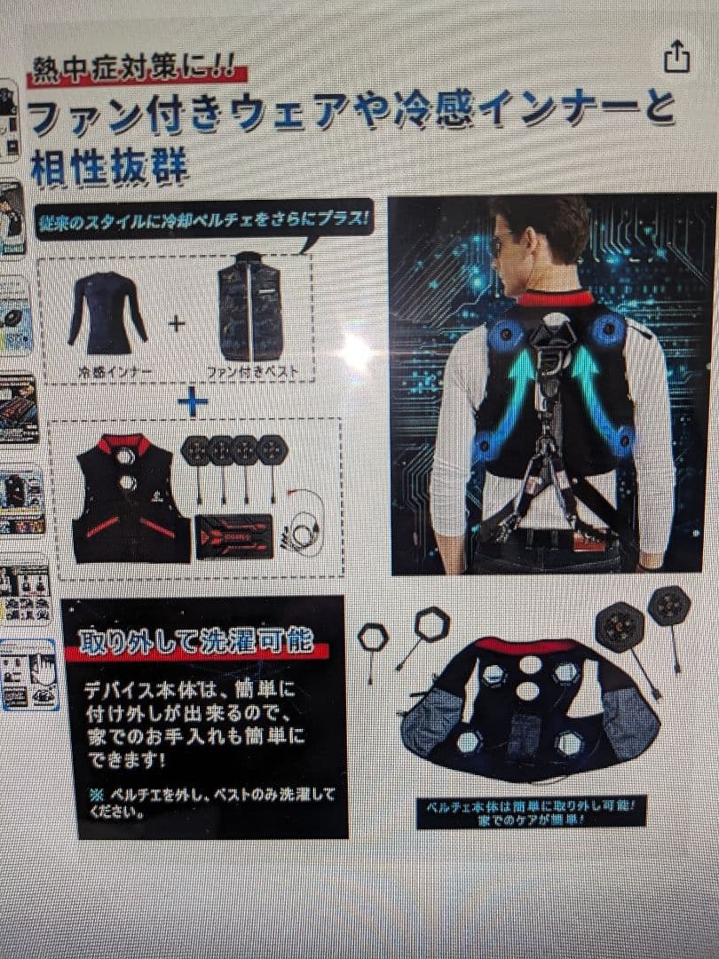 ペルチェベスト【2025夏新登場＆ペルチェ素子冷却技術】冷却ベスト(M~3XL)