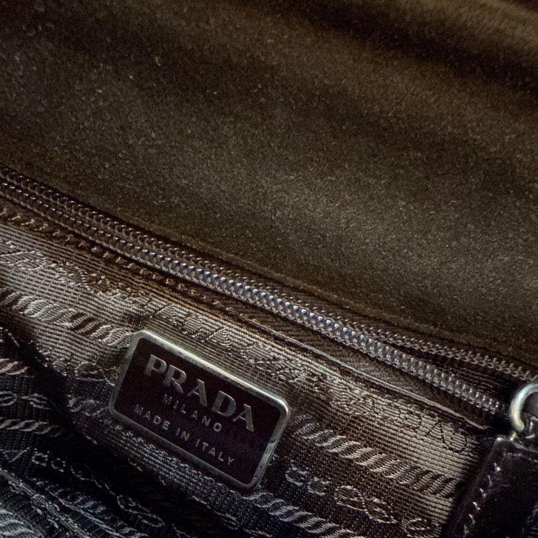 【ヴィンテージ】PRADA スエード クラッチバッグ ダークブラウン