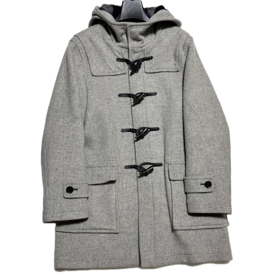 ブラックレーベルクレストブリッジ フード付ウールダッフルコート Lミドル丈グレー