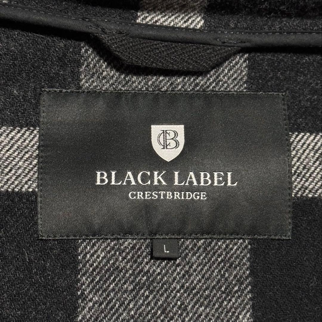 ブラックレーベルクレストブリッジ フード付ウールダッフルコート Lミドル丈グレー