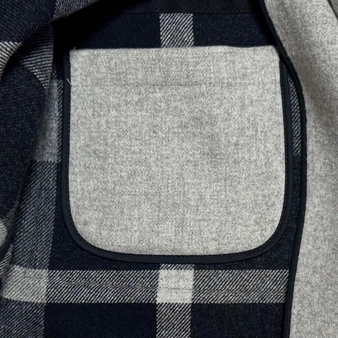 ブラックレーベルクレストブリッジ フード付ウールダッフルコート Lミドル丈グレー