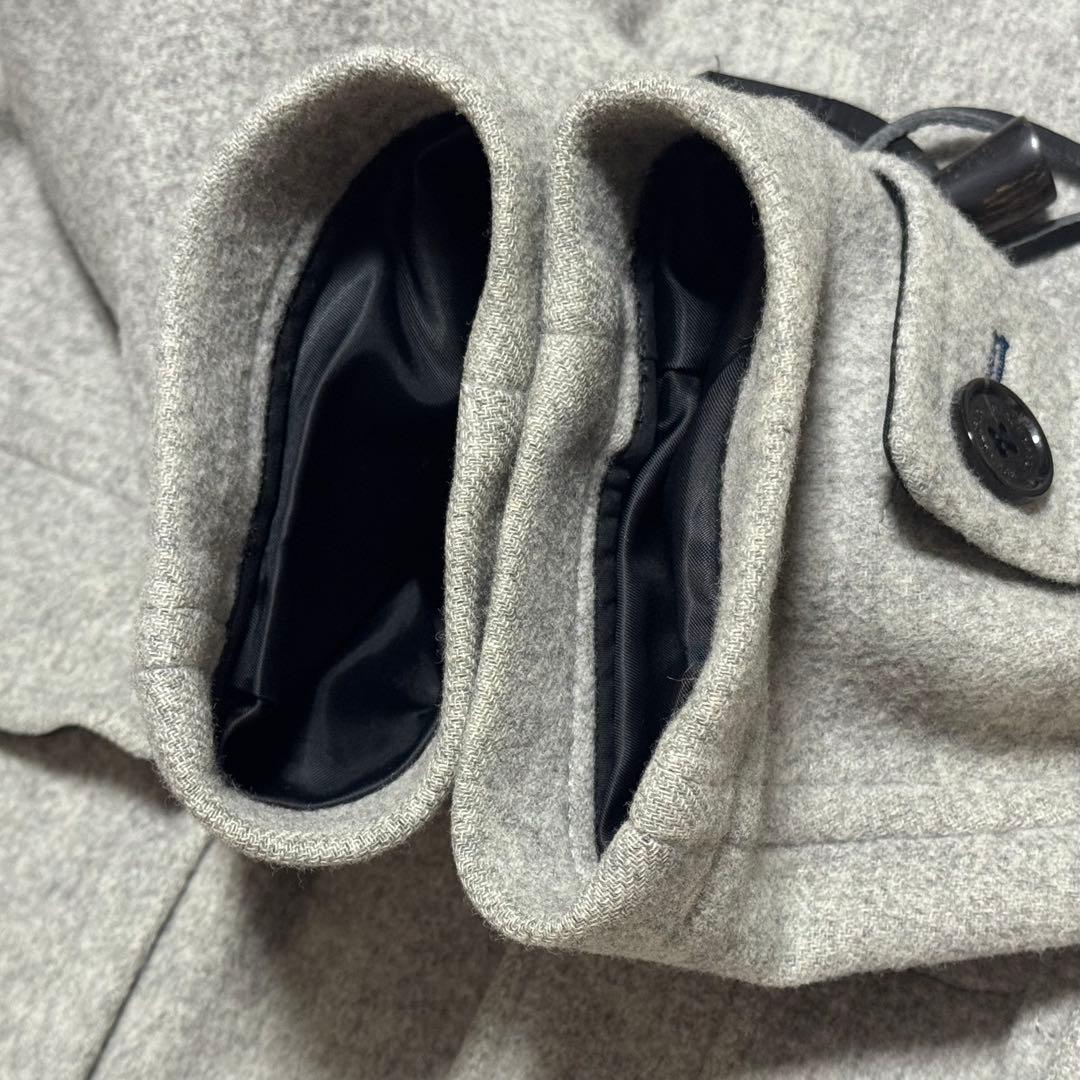 ブラックレーベルクレストブリッジ フード付ウールダッフルコート Lミドル丈グレー