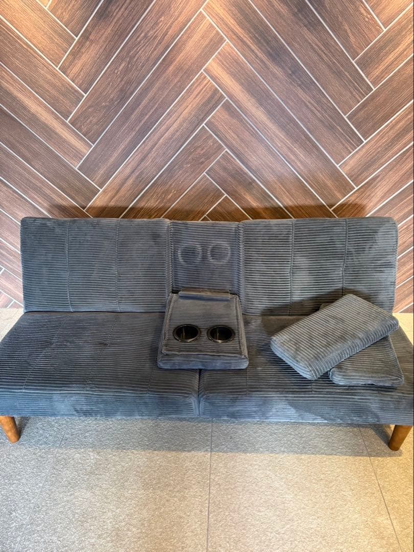 FLEXISPOT XB1カップホルダー付き　ソファベッド　ファブリックソファ