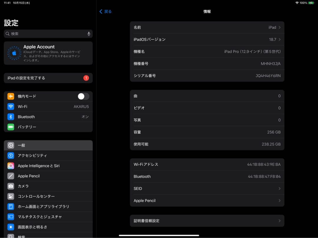 iPad Pro 12.9インチ スペースグレイ 第5世代 256GB
