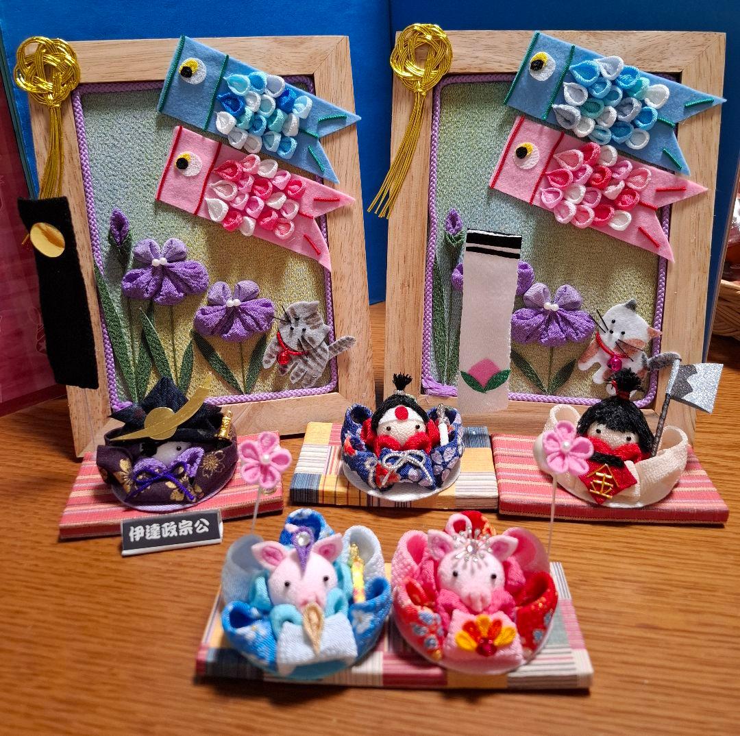 fukujiroページ　つまみ細工　　ブタさんの雛人形　金太郎　桃太郎