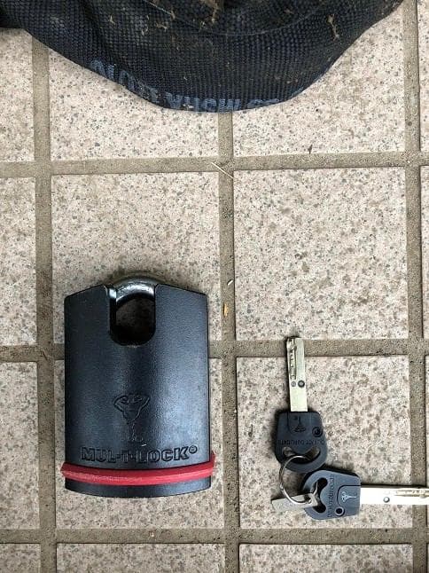 バイク 盗難防止 チェーン 超硬張鋼 MUL-T-LOCK(1.7m)