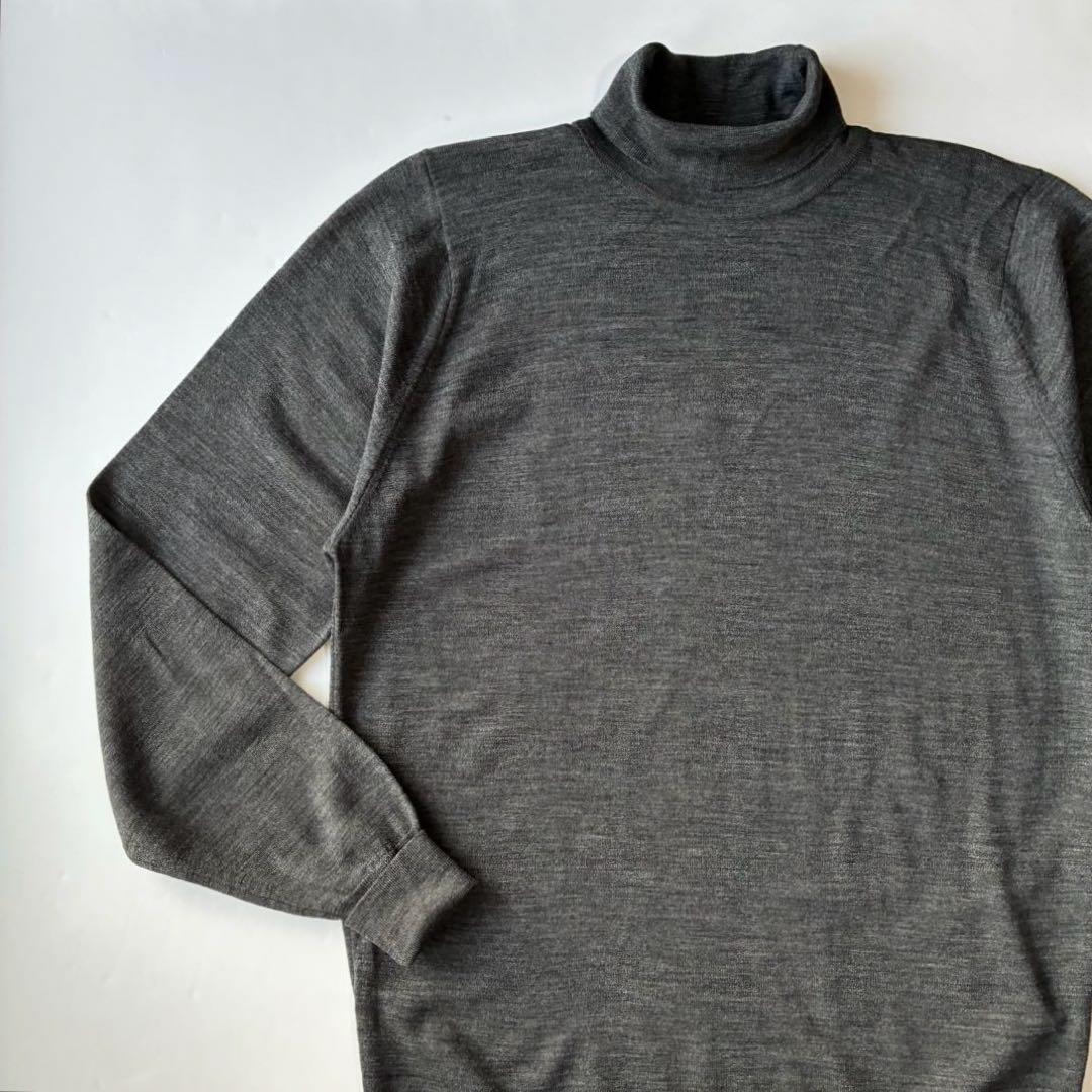 美品 英国製 JOHN SMEDLEY 30G タートルネック ニット セーター