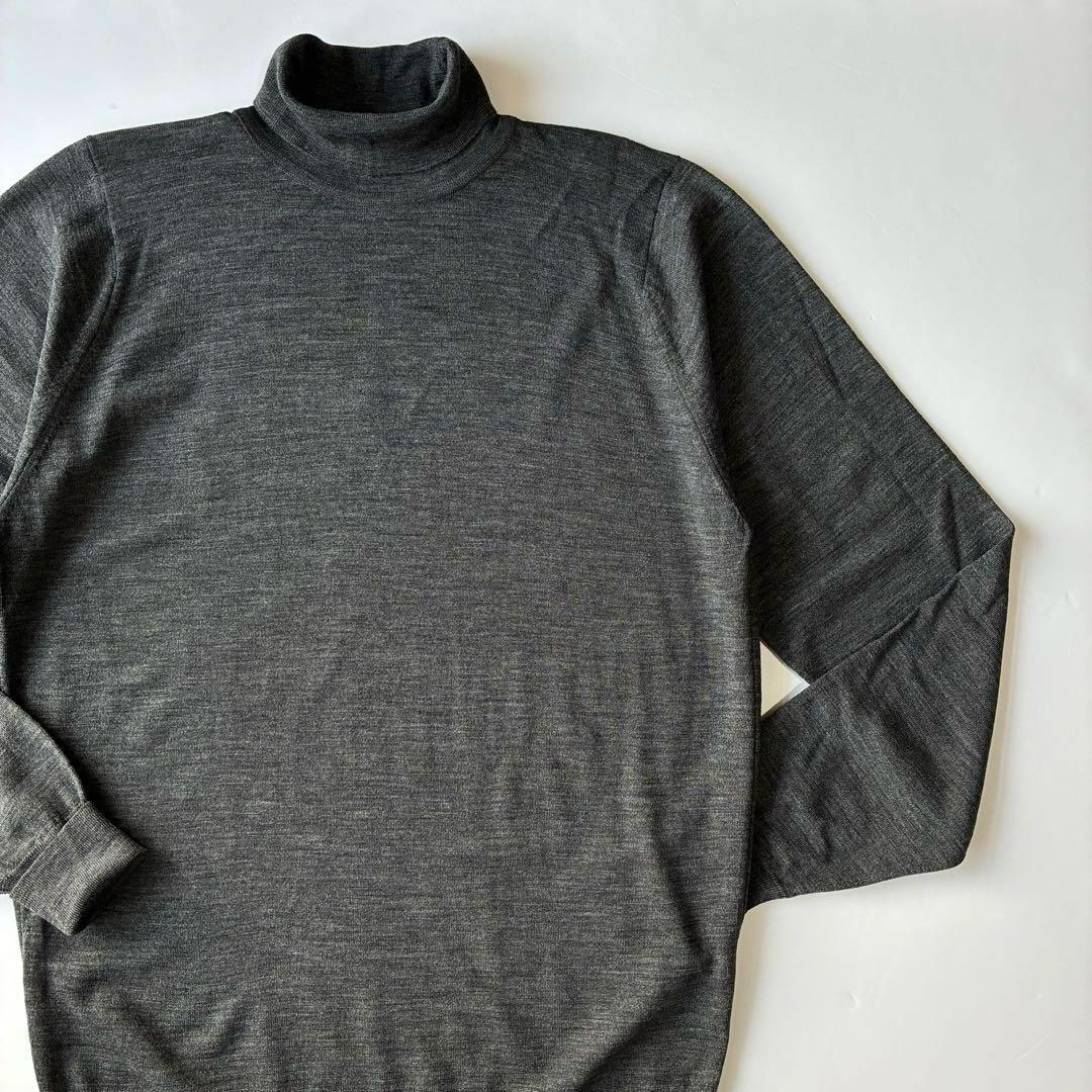 美品 英国製 JOHN SMEDLEY 30G タートルネック ニット セーター