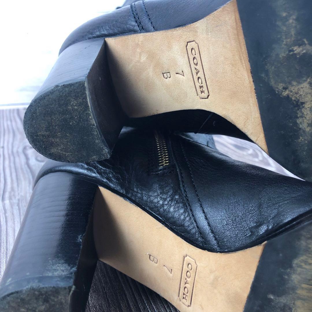 COACH 7Bブラックレザー ロングブーツ