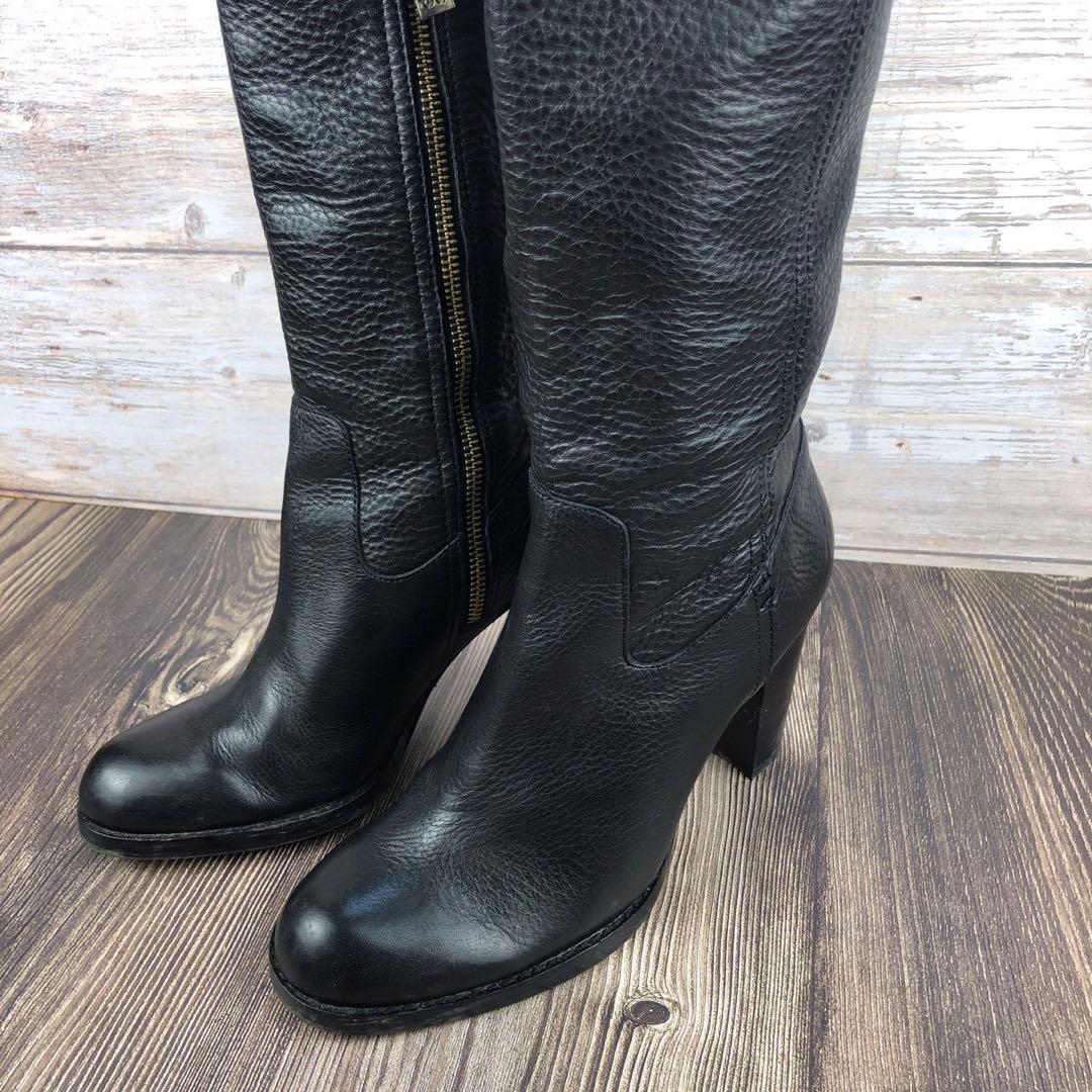 COACH 7Bブラックレザー ロングブーツ