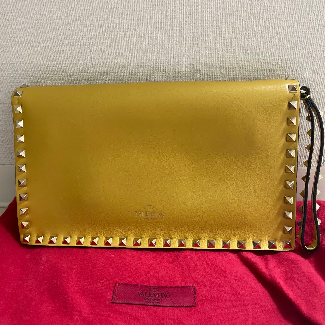美品VALENTINO イエロー クラッチバッグ