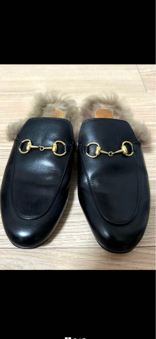 GUCCI ミュール レザー ホースビット プリンスタウン 36 黒