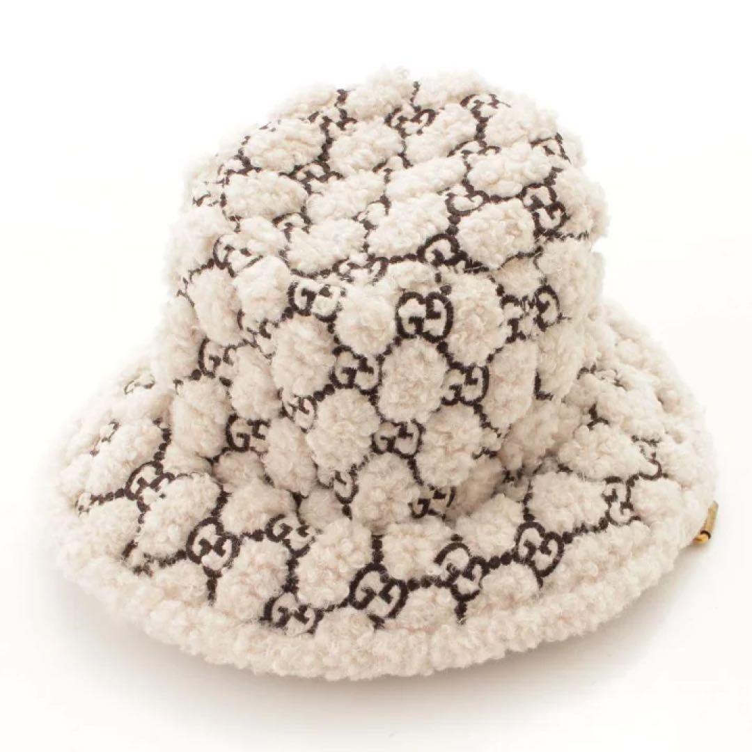 GUCCI 2020AWイヤーフラップファーハットベルト付　ホワイトL