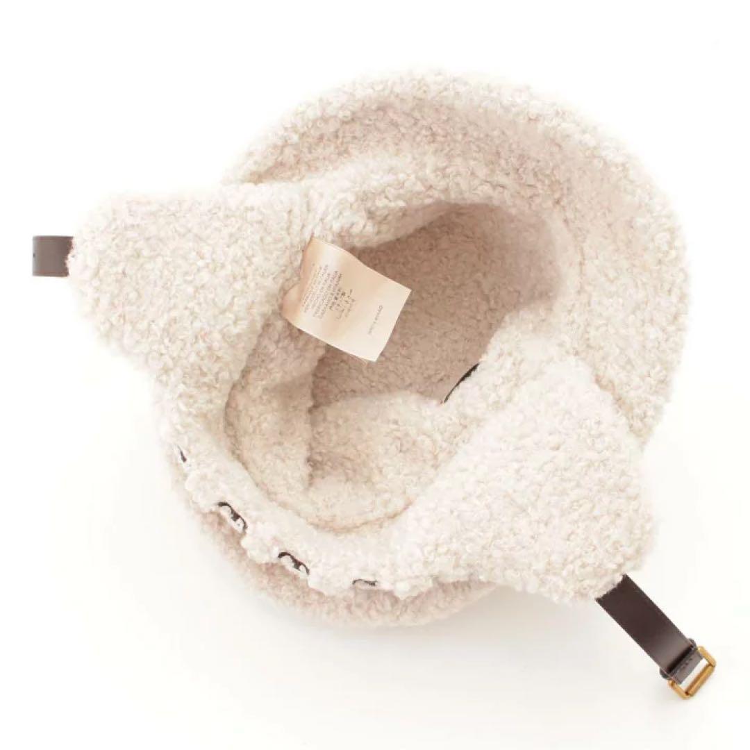 GUCCI 2020AWイヤーフラップファーハットベルト付　ホワイトL