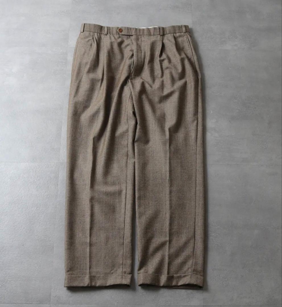 【カシミヤ混】ブルックスブラザーズ 2タック スラックス グレンチェック