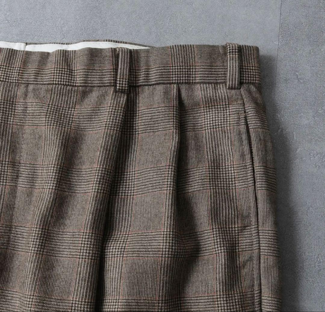 【カシミヤ混】ブルックスブラザーズ 2タック スラックス グレンチェック
