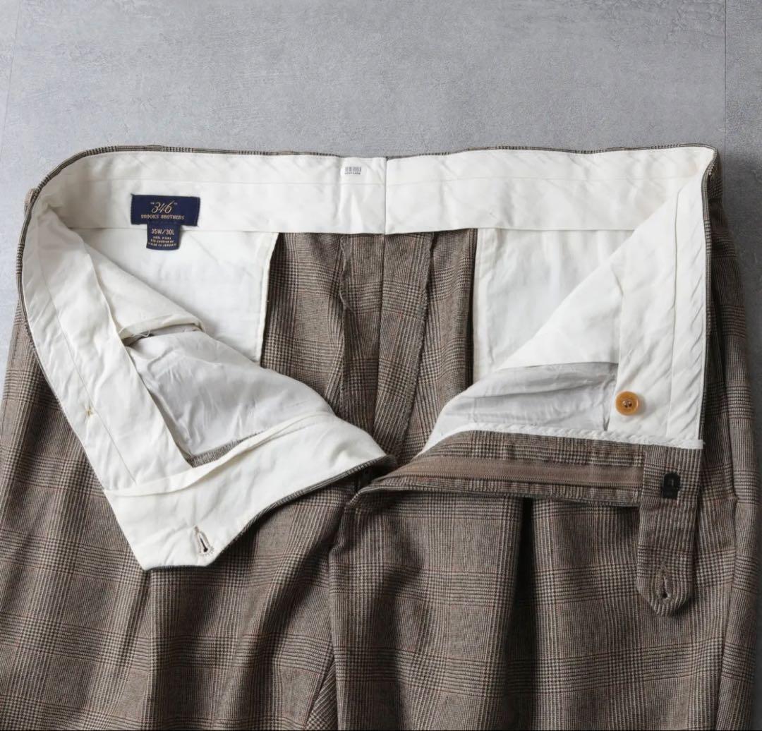 【カシミヤ混】ブルックスブラザーズ 2タック スラックス グレンチェック