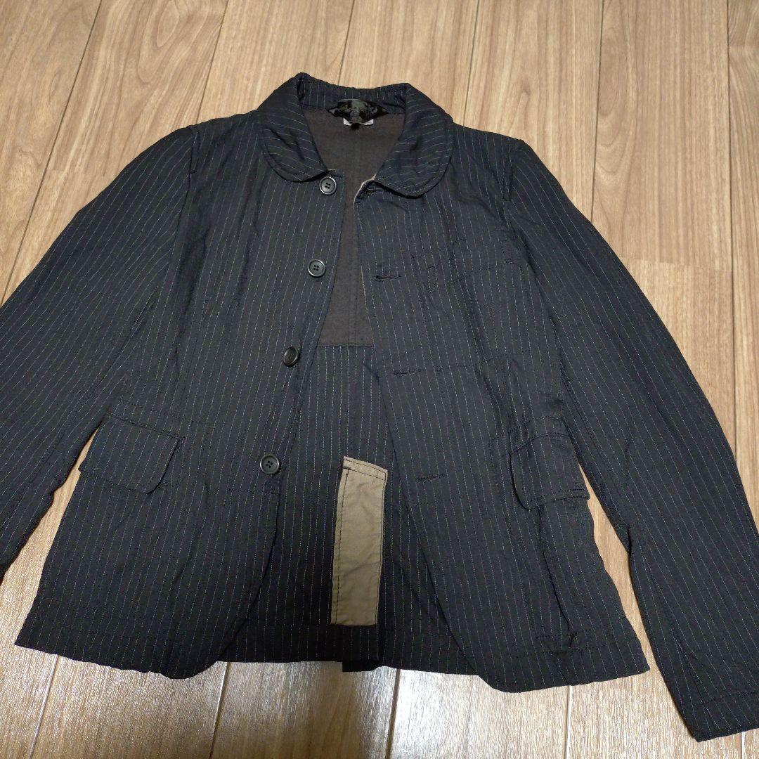 ブラックコムデギャルソン　ジャケット　ストライプ　ポリ縮