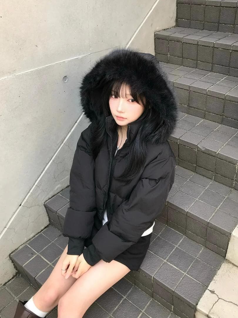 【1~2日発送‼️】 emmy　ダブルジップファータッチパデッドブルゾン　黒