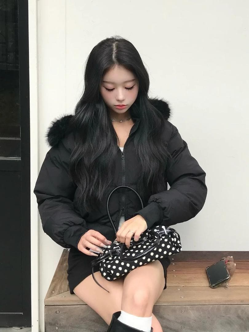 【1~2日発送‼️】 emmy　ダブルジップファータッチパデッドブルゾン　黒