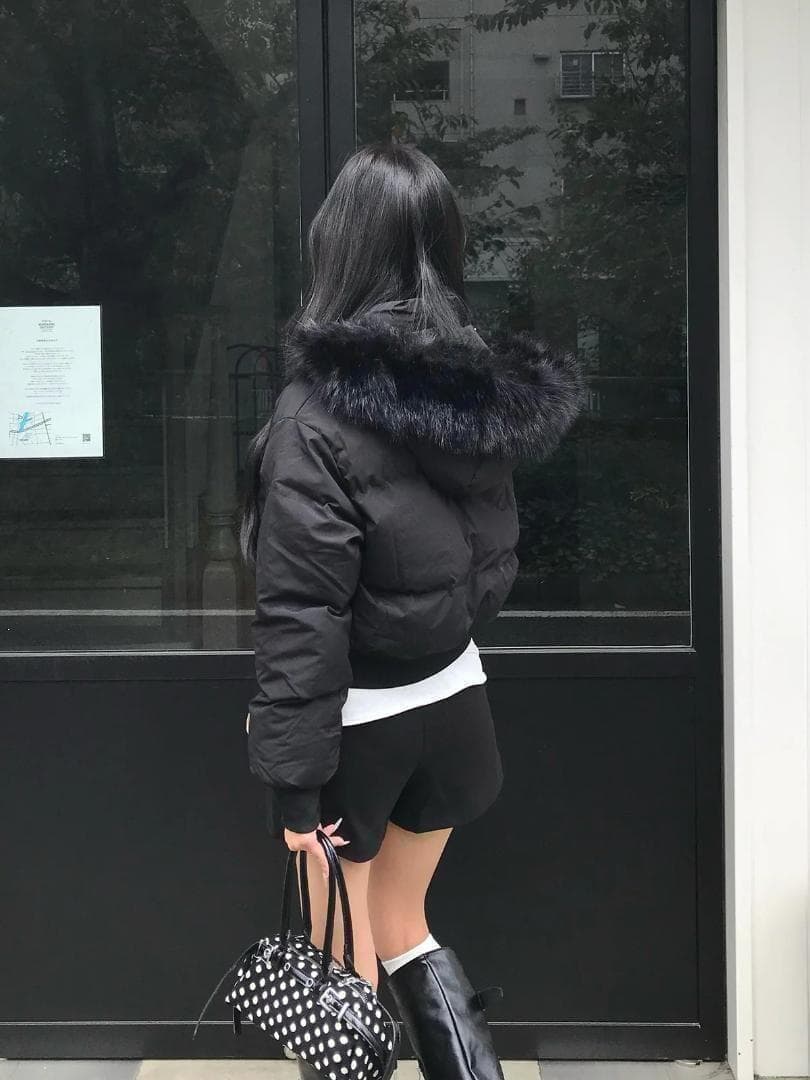 【1~2日発送‼️】 emmy　ダブルジップファータッチパデッドブルゾン　黒