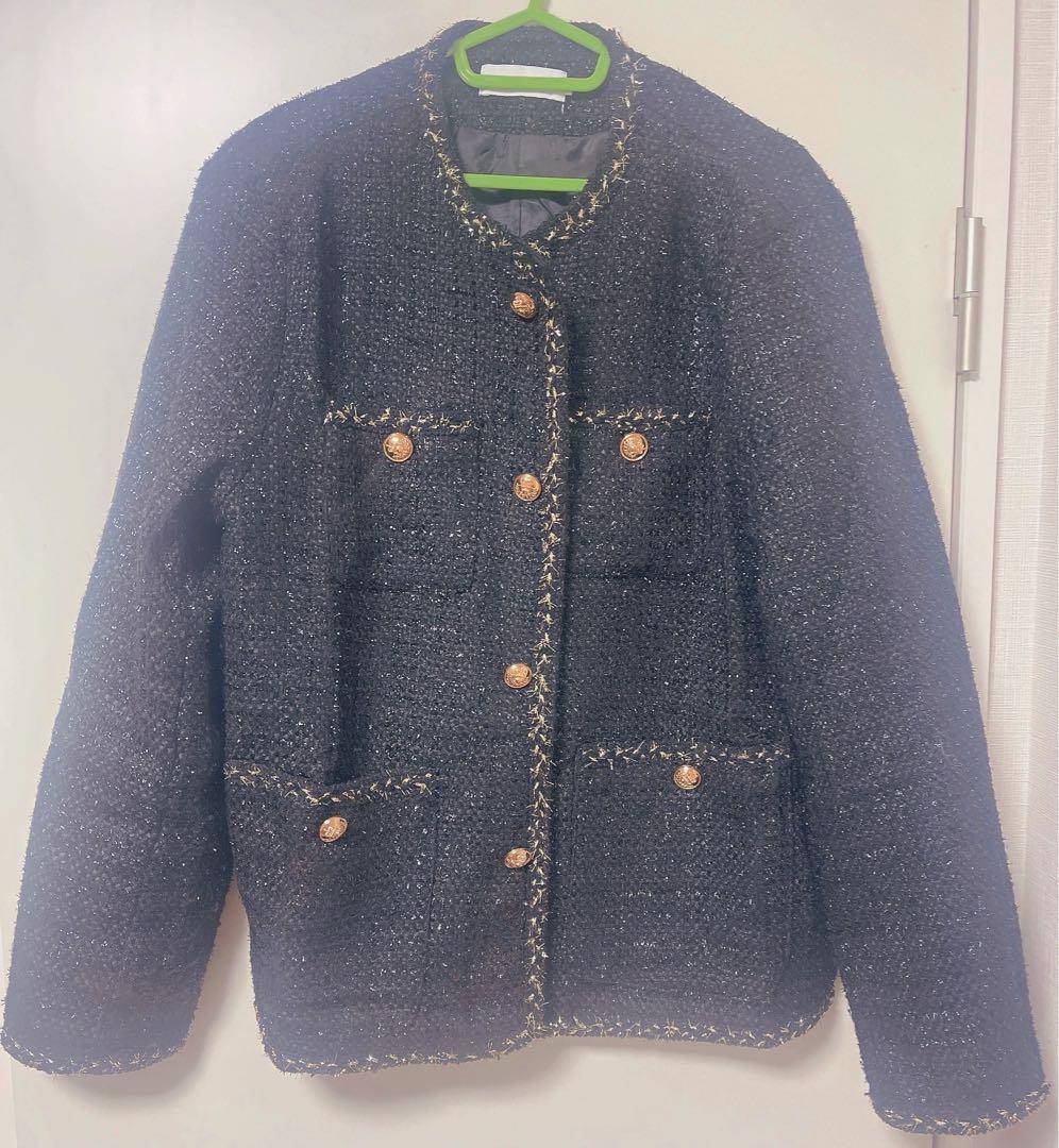 【ALUDE】 アルード black gord tweed jacket