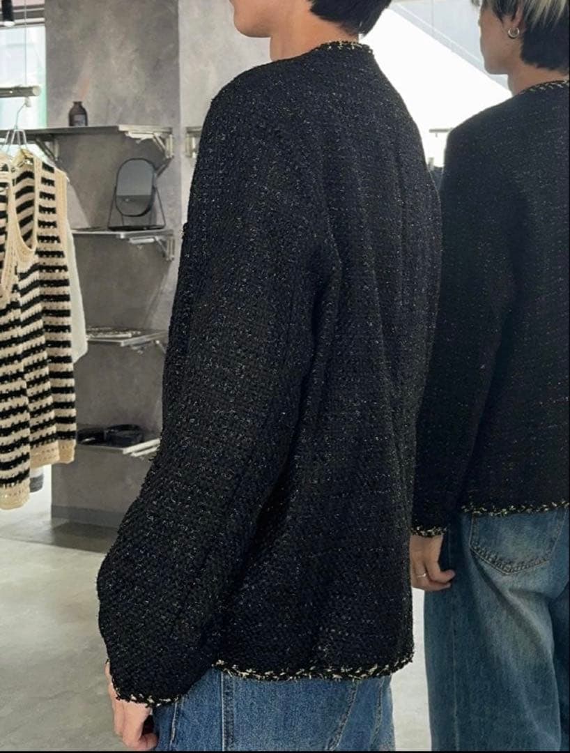 【ALUDE】 アルード black gord tweed jacket