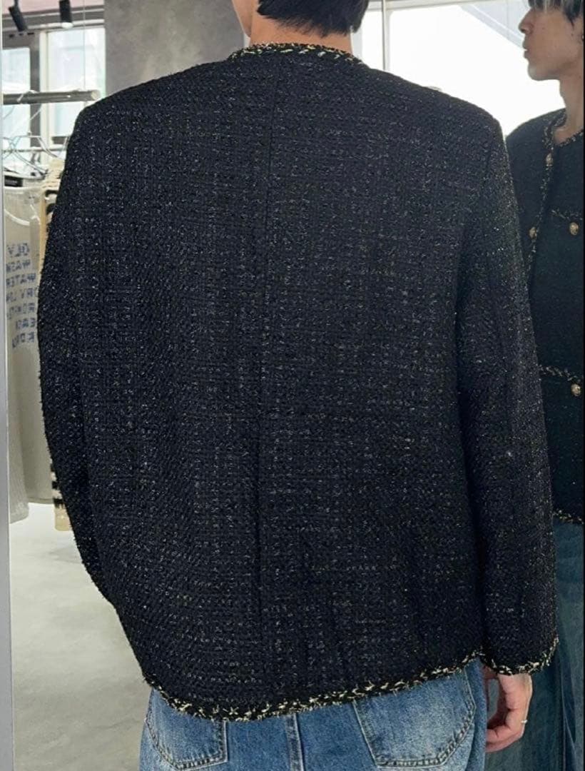 【ALUDE】 アルード black gord tweed jacket