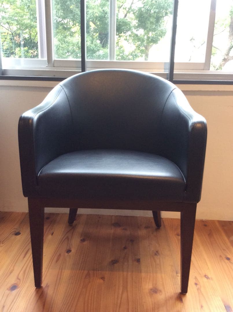 【希少中古】アンティーク家具｜ブラック合皮レザー/1人掛け/シングルソファチェア