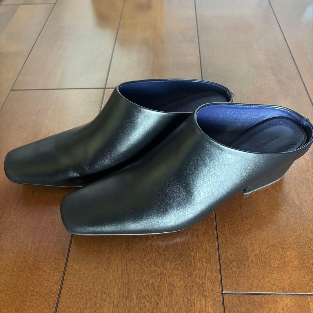 【todayful】 Squaretoe Leather Sabot 38