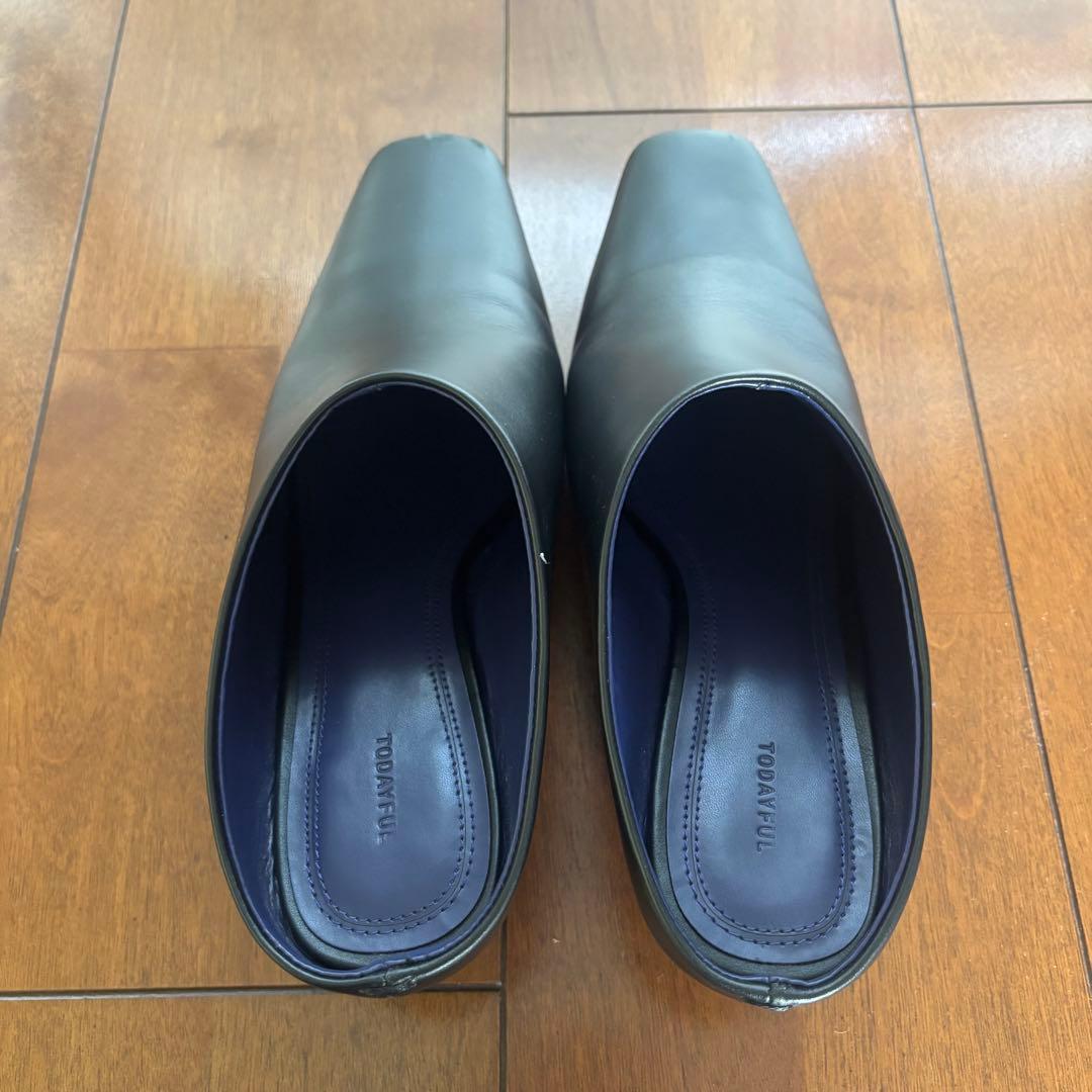 【todayful】 Squaretoe Leather Sabot 38