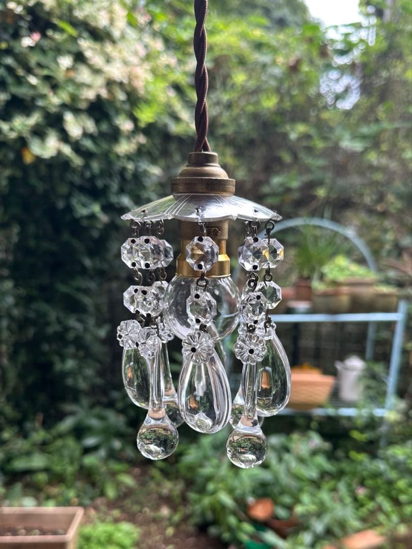 1900's フランス アンティーク 雨に濡れた小さなお花のミニシャンデリア＊