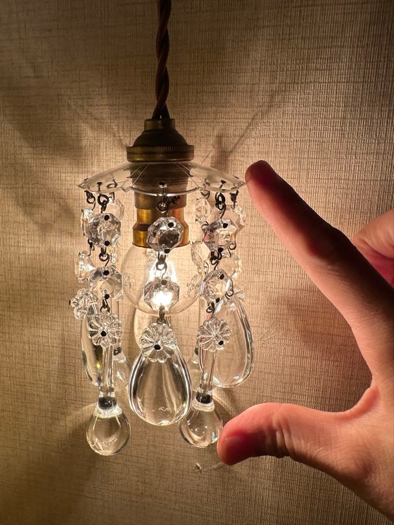 1900's フランス アンティーク 雨に濡れた小さなお花のミニシャンデリア＊