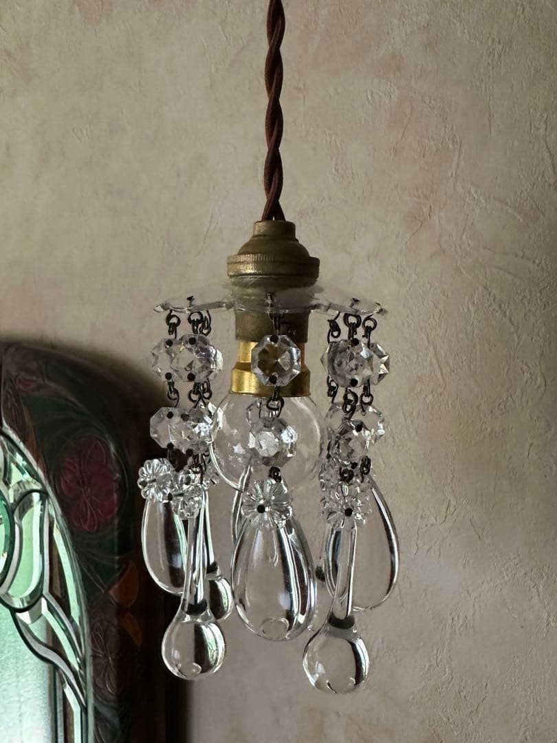 1900's フランス アンティーク 雨に濡れた小さなお花のミニシャンデリア＊