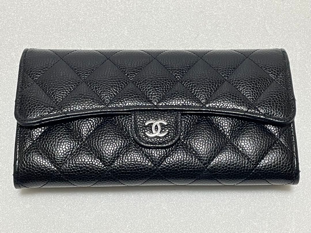 CHANEL シャネル 長財布 黒・ワイン色CLASSIC キャビアスキン正規品