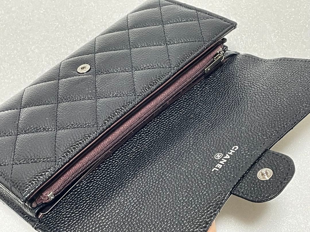 CHANEL シャネル 長財布 黒・ワイン色CLASSIC キャビアスキン正規品