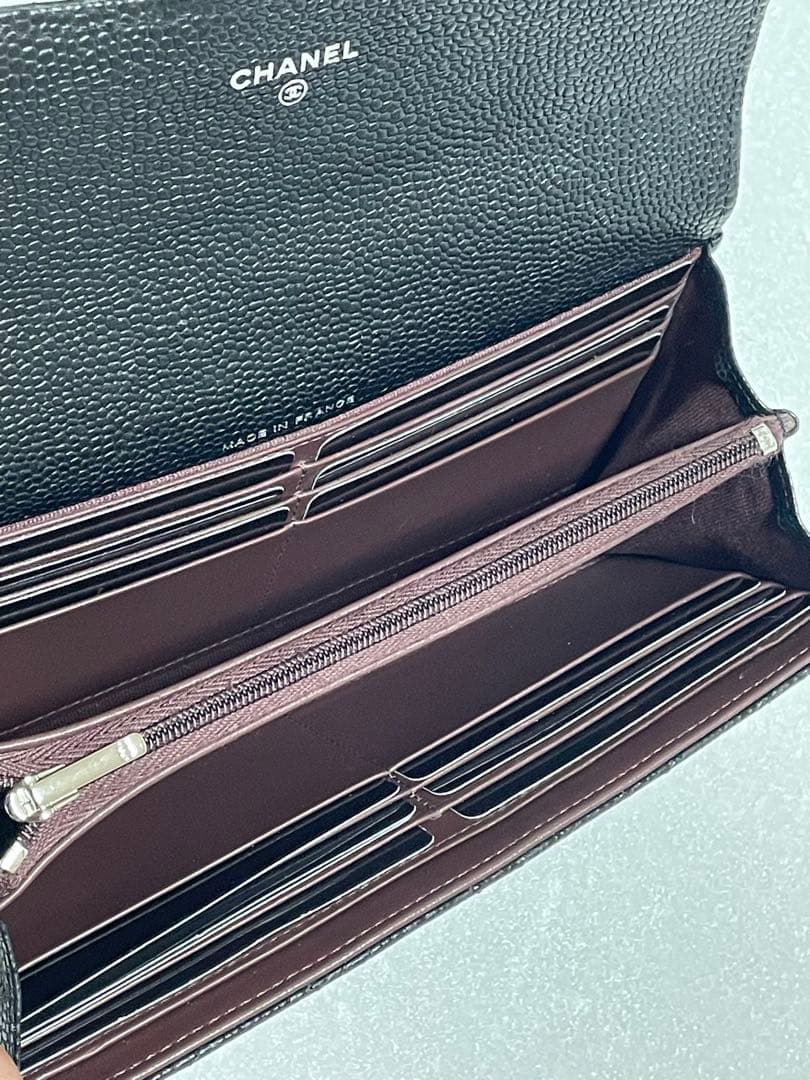 CHANEL シャネル 長財布 黒・ワイン色CLASSIC キャビアスキン正規品