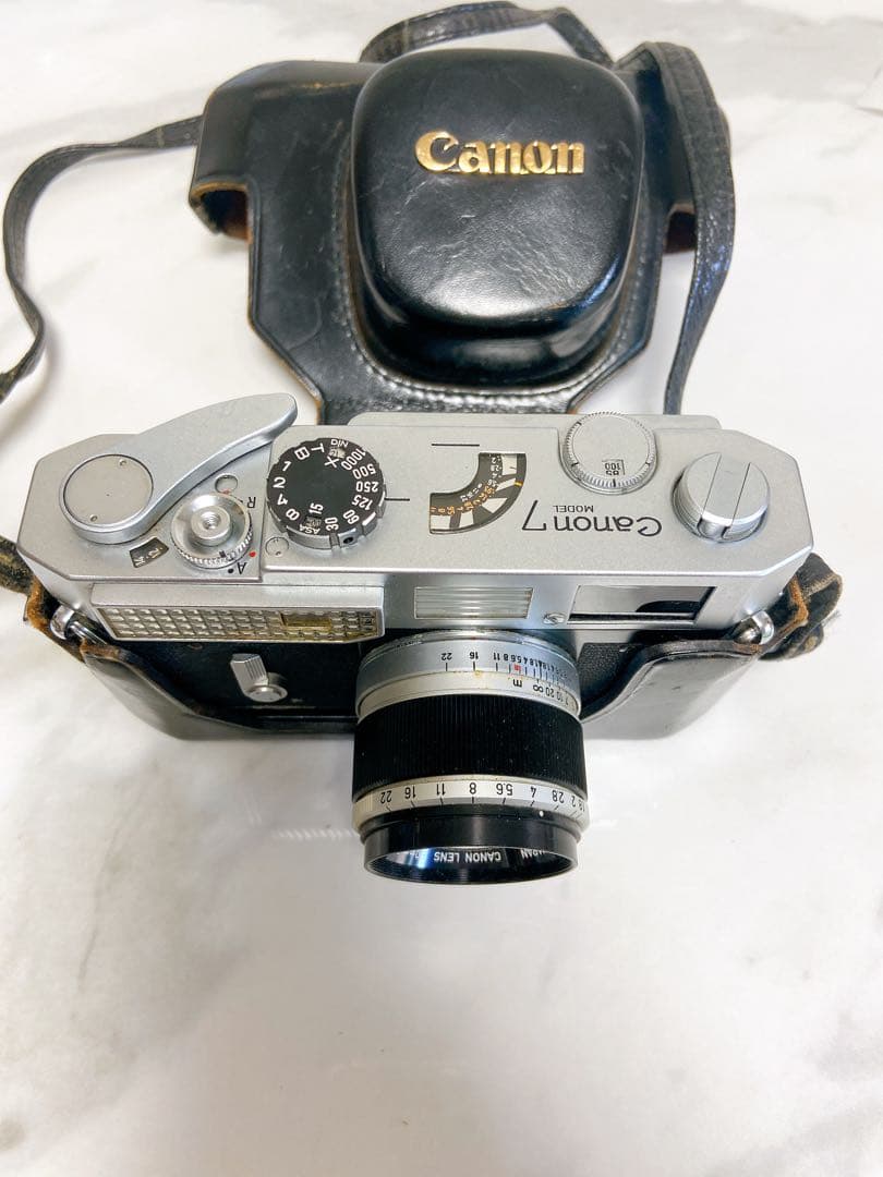 ＋【ジャンク品】キャノン７ 50mm F1.8 レンジファインダー 純正ケース付