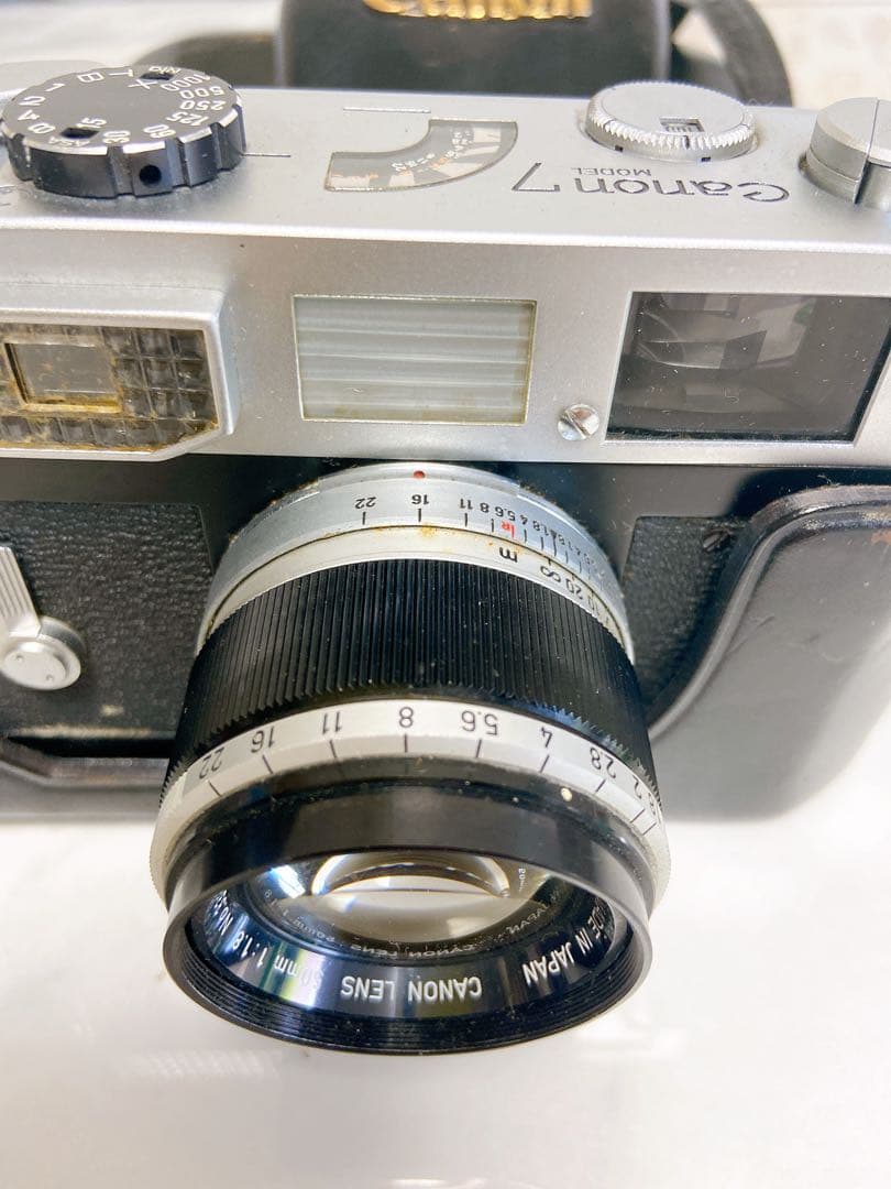 ＋【ジャンク品】キャノン７ 50mm F1.8 レンジファインダー 純正ケース付